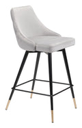 Chairs Counter Height Chairs - 18.5" x 20.9" x 36.4" Gray, Velvet, Stainless Steel, Counter Chair HomeRoots