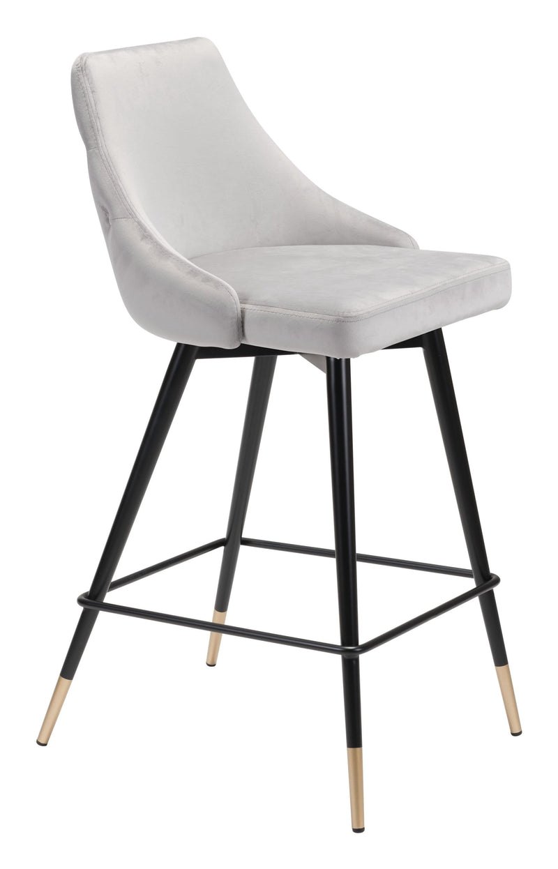 Chairs Counter Height Chairs - 18.5" x 20.9" x 36.4" Gray, Velvet, Stainless Steel, Counter Chair HomeRoots