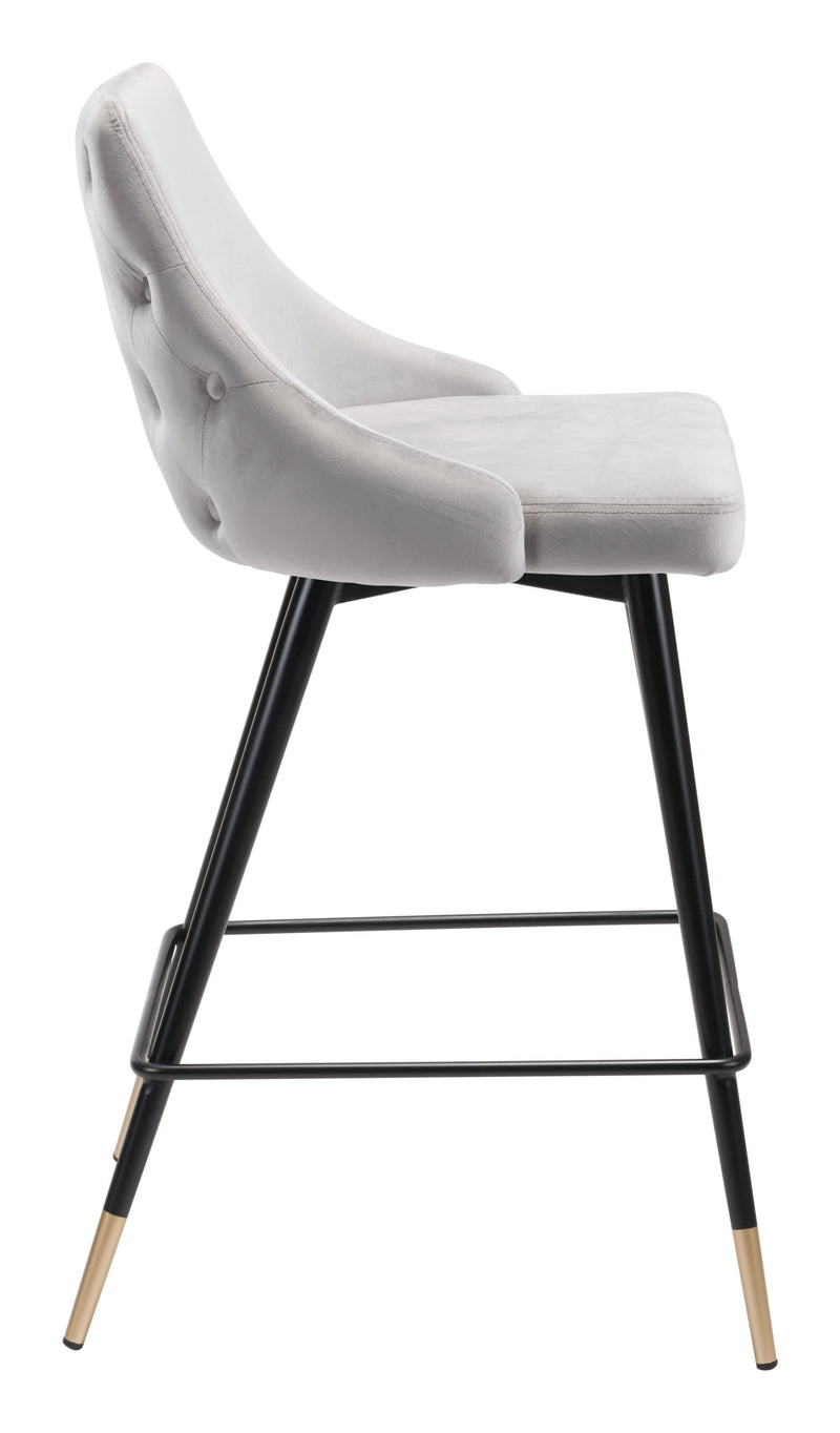 Chairs Counter Height Chairs - 18.5" x 20.9" x 36.4" Gray, Velvet, Stainless Steel, Counter Chair HomeRoots