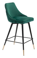 Chairs Counter Height Chairs - 18.5" x 20.9" x 36.4" Green, Velvet, Stainless Steel, Counter Chair HomeRoots