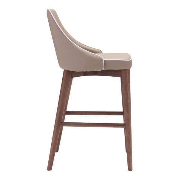 Chairs Counter Height Chairs - 18" X 19.7" X 37" Beige Leatherette Counter Chair HomeRoots