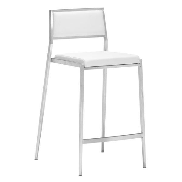 Chairs Counter Height Chairs - 18" X 20" X 36" 2 Pcs White Leatherette Counter Chair HomeRoots