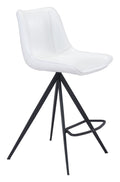 Chairs Counter Height Chairs - 19.3" x 21.7" x 39" White & Black, Leatherette, Stainless Steel, Counter Chair - Set of 2 HomeRoots