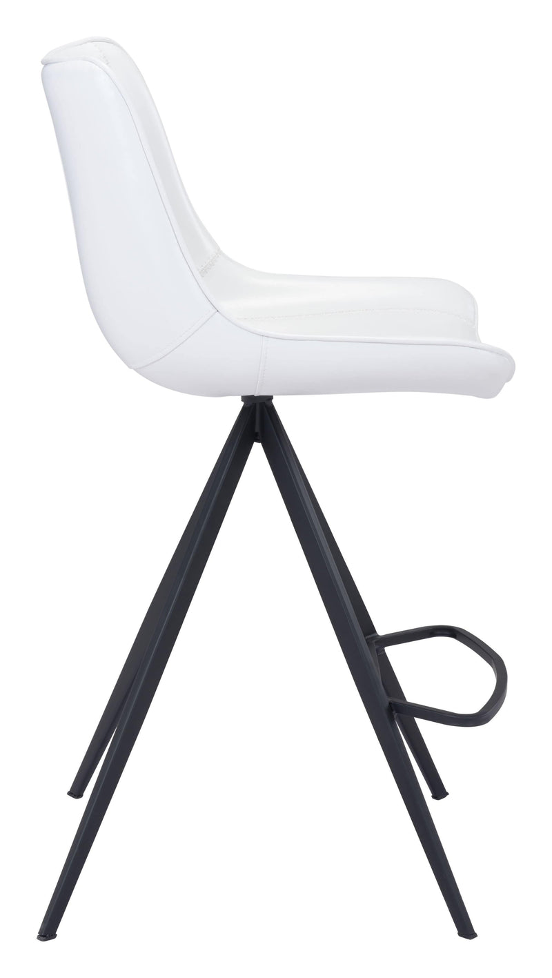 Chairs Counter Height Chairs - 19.3" x 21.7" x 39" White & Black, Leatherette, Stainless Steel, Counter Chair - Set of 2 HomeRoots