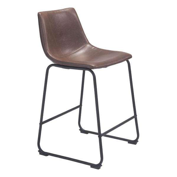 Chairs Counter Height Chairs - 19" X 21.3" X 34.7" Espresso Vintage Leatherette Counter Chair HomeRoots