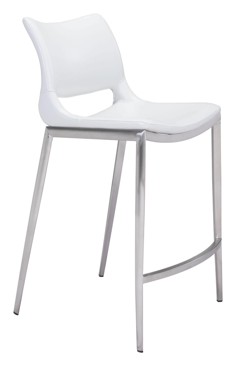 Chairs Counter Height Chairs - 20.1" x 22.4" x 37.2" White, Leatherette, Stainless Steel, Counter Chair - Set of 2 HomeRoots