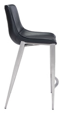 Chairs Counter Height Chairs - 20.7" x 21.7" x 39.8" Black, Leatherette, Stainless Steel, Counter Chair - Set of 2 HomeRoots