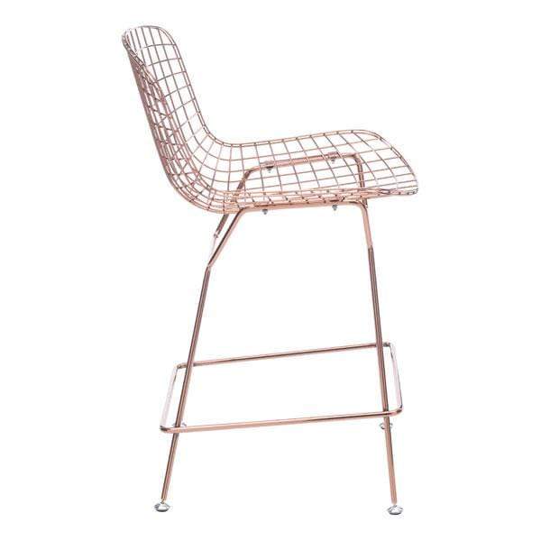 Chairs Counter Height Chairs - 21.3" X 23" X 35.8" 2 Pcs Rose Gold Chromed Steel Wire Counter Chair HomeRoots