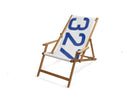 Chairs Deck Chair - 28.35" X 61.02" X 3.15" White Recycled Sailcloth Deck Chair Dacron Blue 327 HomeRoots
