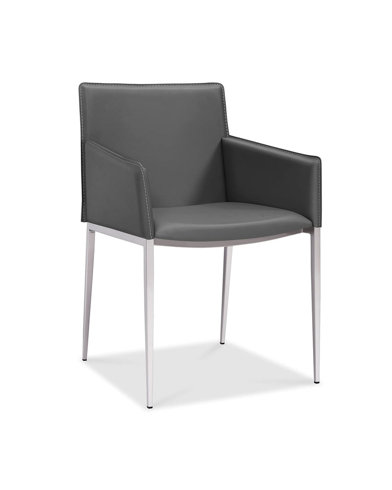 Chairs Dining Chairs - 23" X 22" X 33" Gray Faux Leather Dining Armed Chair HomeRoots