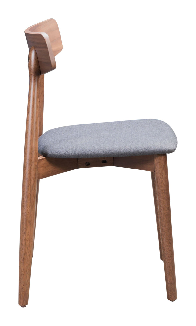 Chairs Dining Room Chairs - 18.7" x 18.3" x 30.3" Walnut & Dark Gray, Poly Linen, Rubber Wood, Dining Chair HomeRoots