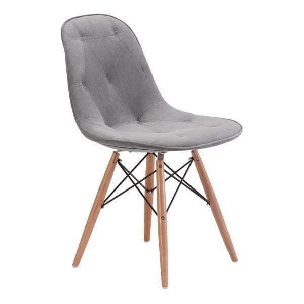 Chairs Dining Room Chairs - 18.7" X 21.7" X 31.9" Gray Velour Polyblend Wood Dining Chair HomeRoots