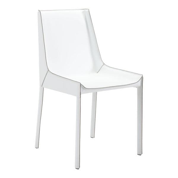Chairs Dining Room Chairs - 18.9" X 23.2" X 35.4" 2 Pcs White Recycled Leather Dining Chair HomeRoots