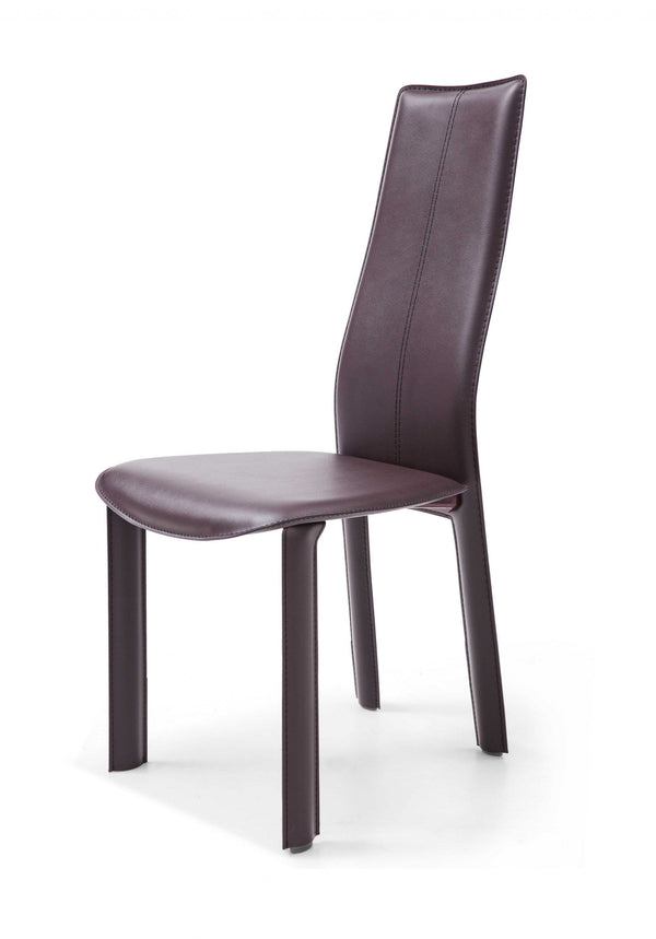 Chairs Dining Room Chairs - 18" X 23" X 41" Chocolate Hard Leather Dining Chair HomeRoots