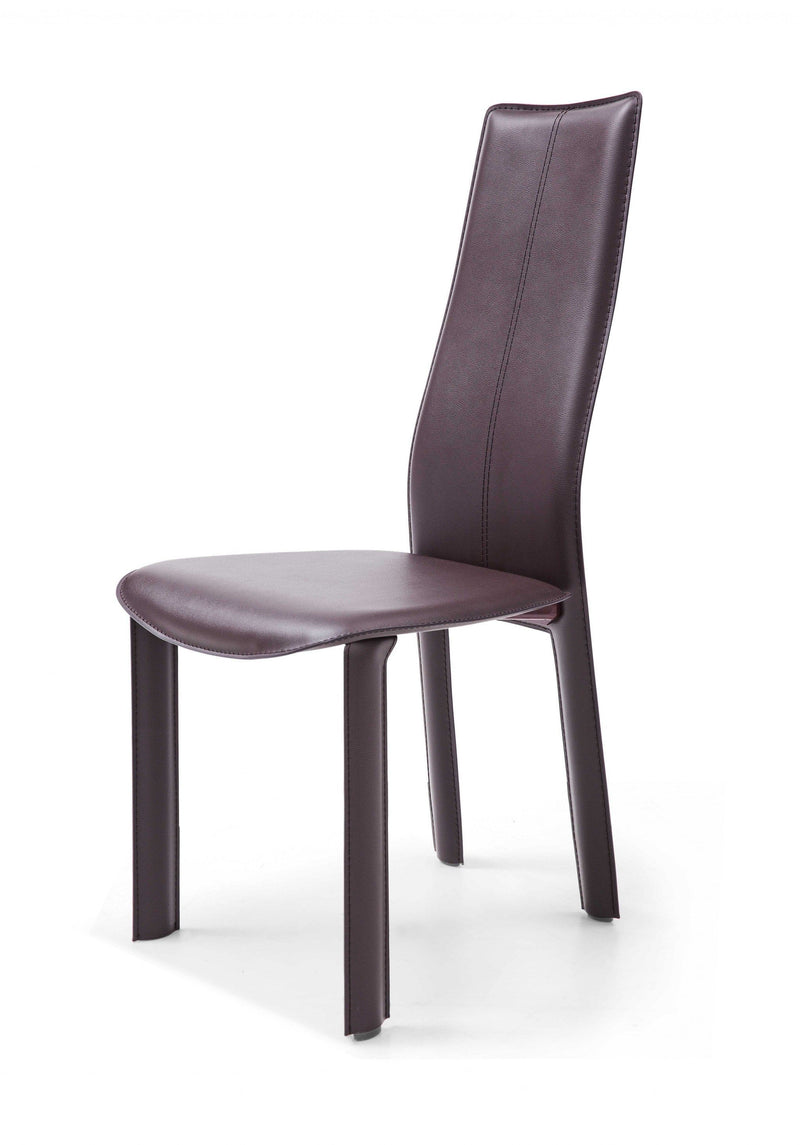 Chairs Dining Room Chairs - 18" X 23" X 41" Chocolate Hard Leather Dining Chair HomeRoots