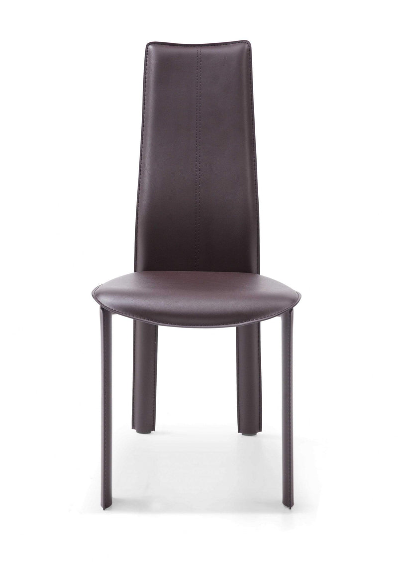 Chairs Dining Room Chairs - 18" X 23" X 41" Chocolate Hard Leather Dining Chair HomeRoots
