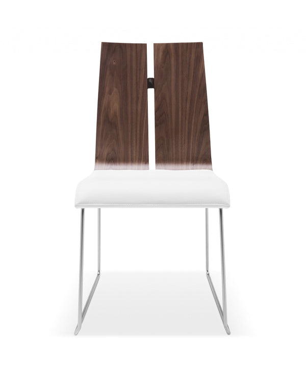 Chairs Dining Room Chairs - 20" X 22" X 35" Natural Walnut/White Faux Leather / Metal Dining Chair HomeRoots