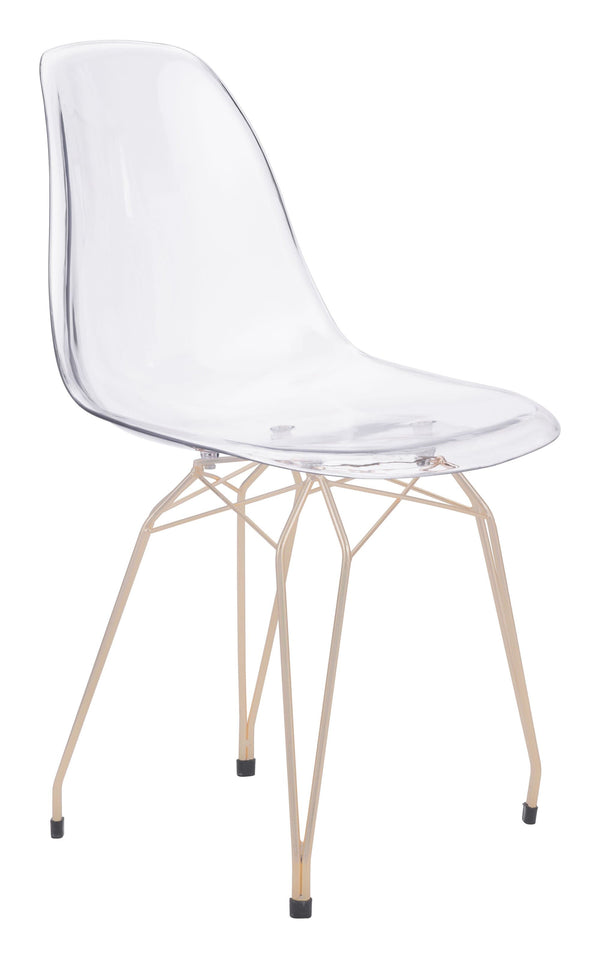 Chairs Dining Room Chairs - 21.3" x 18.3" x 33.5" Clear & Gold, Polycarbonate, Metal, Dining Chair HomeRoots
