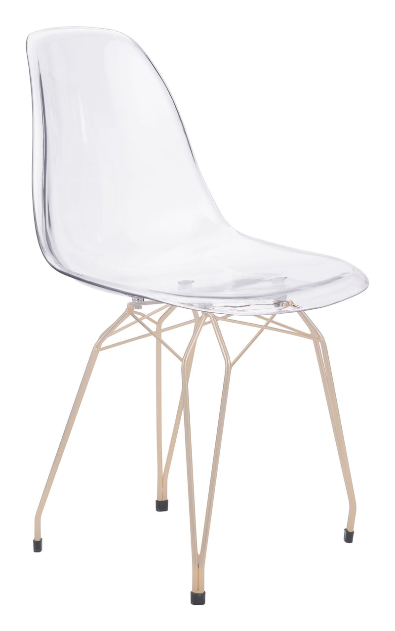 Chairs Dining Room Chairs - 21.3" x 18.3" x 33.5" Clear & Gold, Polycarbonate, Metal, Dining Chair HomeRoots