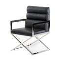 Chairs Dining Room Chairs - 24" Black Leatherette and Stainless Steel Dining Chair HomeRoots