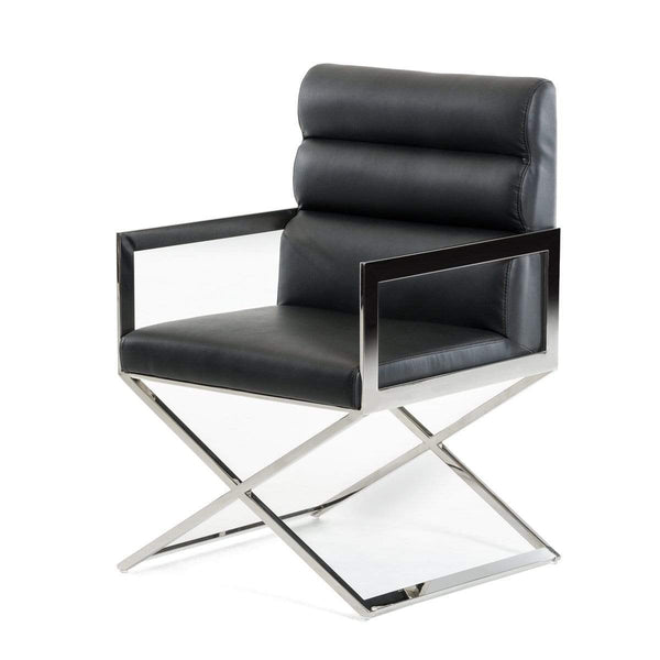 Chairs Dining Room Chairs - 24" Black Leatherette and Stainless Steel Dining Chair HomeRoots