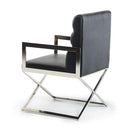 Chairs Dining Room Chairs - 24" Black Leatherette and Stainless Steel Dining Chair HomeRoots