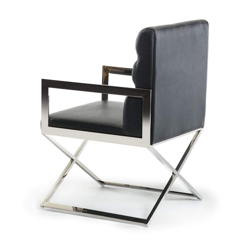 Chairs Dining Room Chairs - 24" Black Leatherette and Stainless Steel Dining Chair HomeRoots