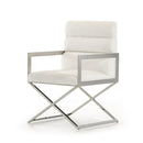 Chairs Dining Room Chairs - 24" White Leatherette and Stainless Steel Dining Chair HomeRoots
