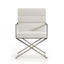Chairs Dining Room Chairs - 24" White Leatherette and Stainless Steel Dining Chair HomeRoots