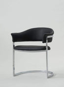 Chairs Dining Room Chairs - 30" Black Leatherette and Stainless Steel Dining Chair HomeRoots