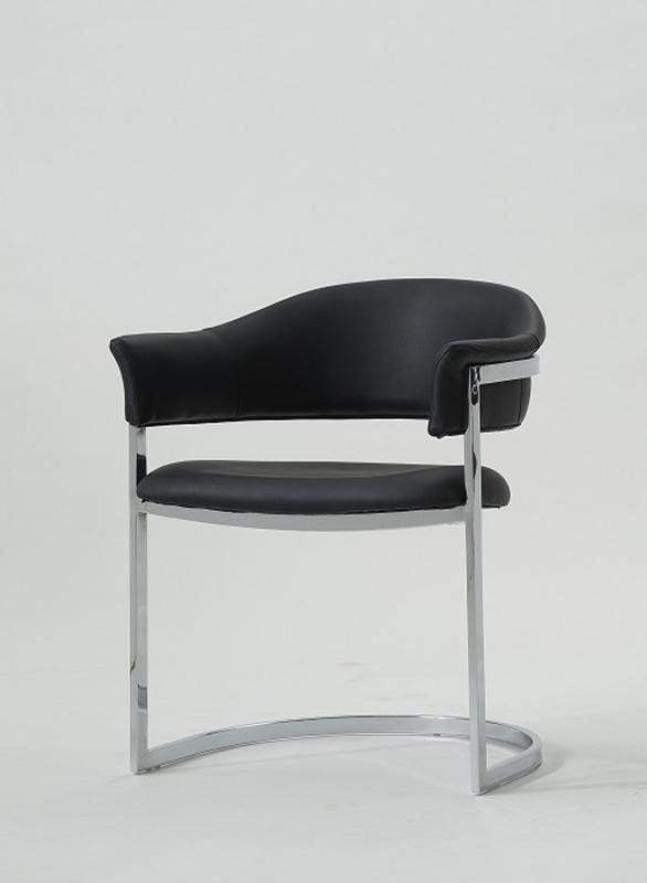 Chairs Dining Room Chairs - 30" Black Leatherette and Stainless Steel Dining Chair HomeRoots