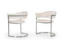 Chairs Dining Room Chairs - 30" White Leatherette and Stainless Steel Dining Chair HomeRoots