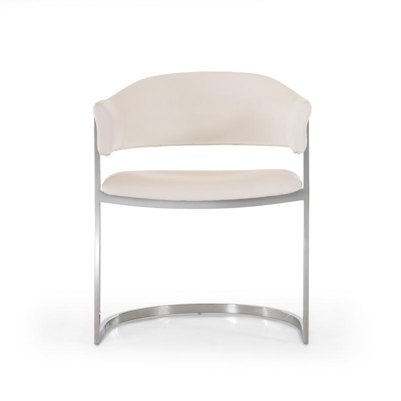 Chairs Dining Room Chairs - 30" White Leatherette and Stainless Steel Dining Chair HomeRoots