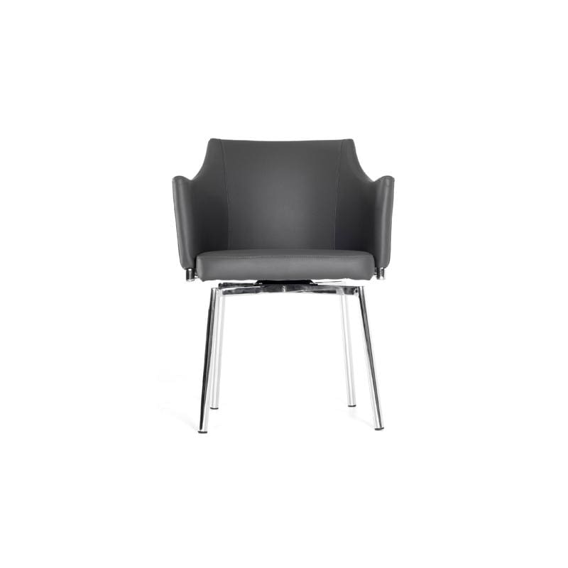 Chairs Dining Room Chairs - 32" Grey Leatherette and Steel Dining Chair HomeRoots
