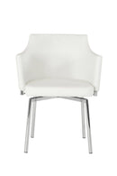 Chairs Dining Room Chairs - 32" White Leatherette and Steel Dining Chair HomeRoots