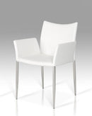 Chairs Dining Room Chairs - 33" White Leatherette and Steel Dining Chair HomeRoots