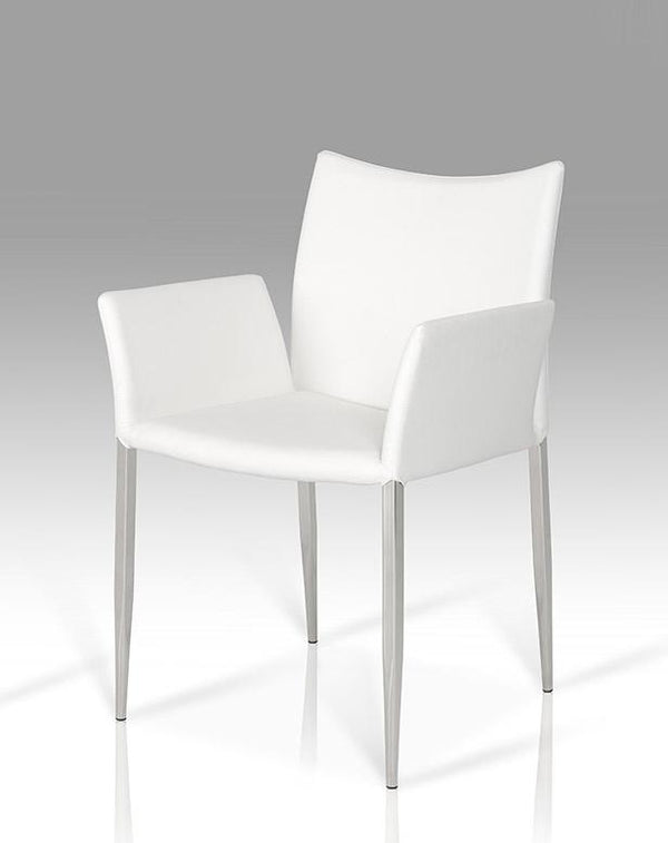 Chairs Dining Room Chairs - 33" White Leatherette and Steel Dining Chair HomeRoots