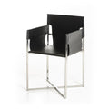 Chairs Dining Room Chairs - 34" Black Eco-Leather and Stainless Steel Dining Chair HomeRoots
