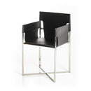 Chairs Dining Room Chairs - 34" Black Eco-Leather and Stainless Steel Dining Chair HomeRoots