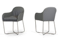 Chairs Dining Room Chairs - 34" Grey Leatherette and Steel Dining Chair HomeRoots