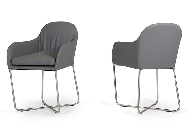 Chairs Dining Room Chairs - 34" Grey Leatherette and Steel Dining Chair HomeRoots