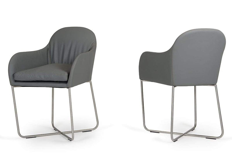 Chairs Dining Room Chairs - 34" Grey Leatherette and Steel Dining Chair HomeRoots
