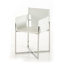 Chairs Dining Room Chairs - 34" White Eco-Leather and Stainless Steel Dining Chair HomeRoots