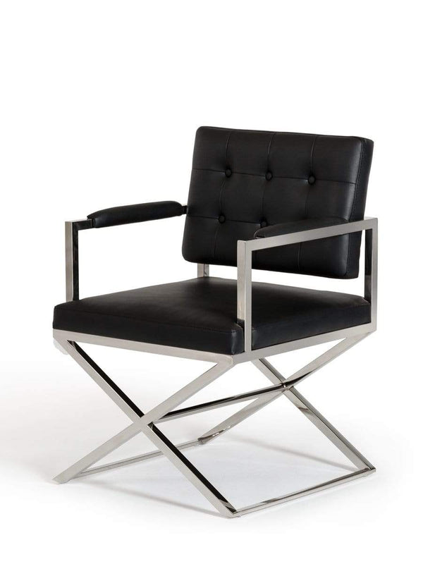 Chairs Dining Room Chairs - 35" Black Leatherette and Stainless Steel Dining Chair HomeRoots