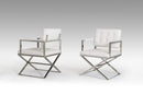 Chairs Dining Room Chairs - 35" White Leatherette and Stainless Steel Dining Chair HomeRoots