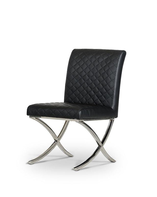 Chairs Dining Room Chairs - 36" Black Leatherette and Stainless Steel Dining Chair HomeRoots