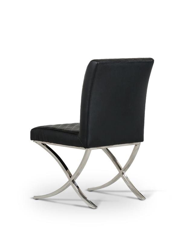 Chairs Dining Room Chairs - 36" Black Leatherette and Stainless Steel Dining Chair HomeRoots