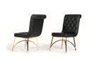 Chairs Dining Room Chairs - 37" Black Leatherette and Rose gold Stainless Steel Dining Chair HomeRoots
