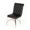 Chairs Dining Room Chairs - 37" Black Leatherette and Rose gold Stainless Steel Dining Chair HomeRoots