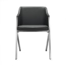 Chairs Dining Room Chairs - Two 29" Grey Leatherette and Steel Dining Chairs HomeRoots